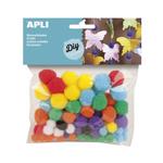 APLI POM-POM kuličky, mix velikostí, mix barev - 78 ks
